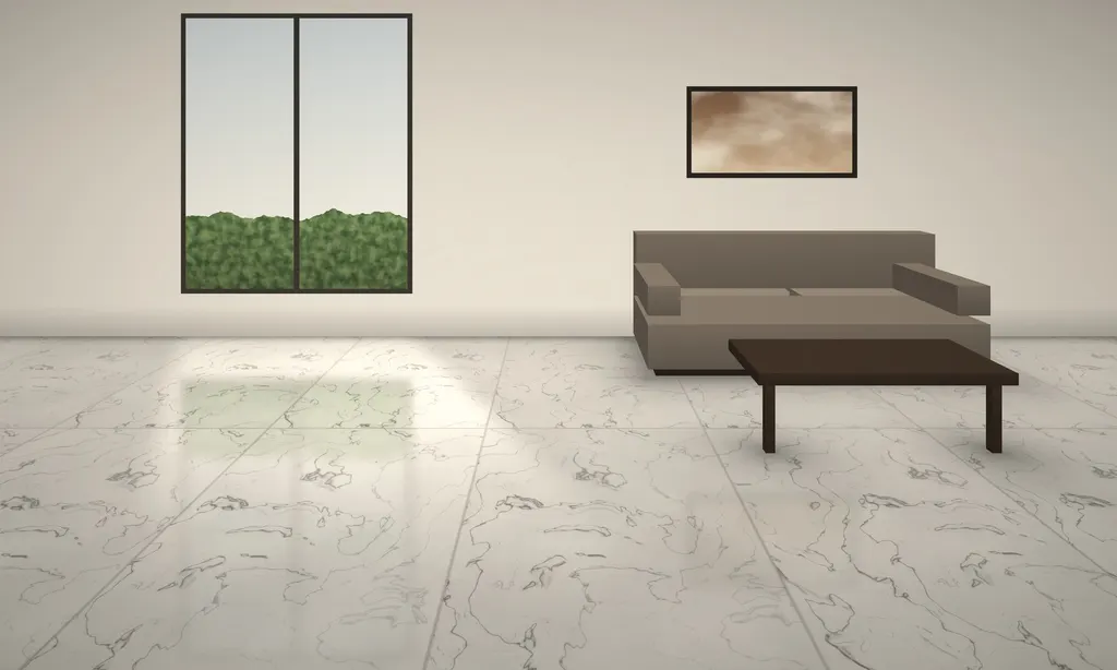 Statuario Venato in a living room (illustration)