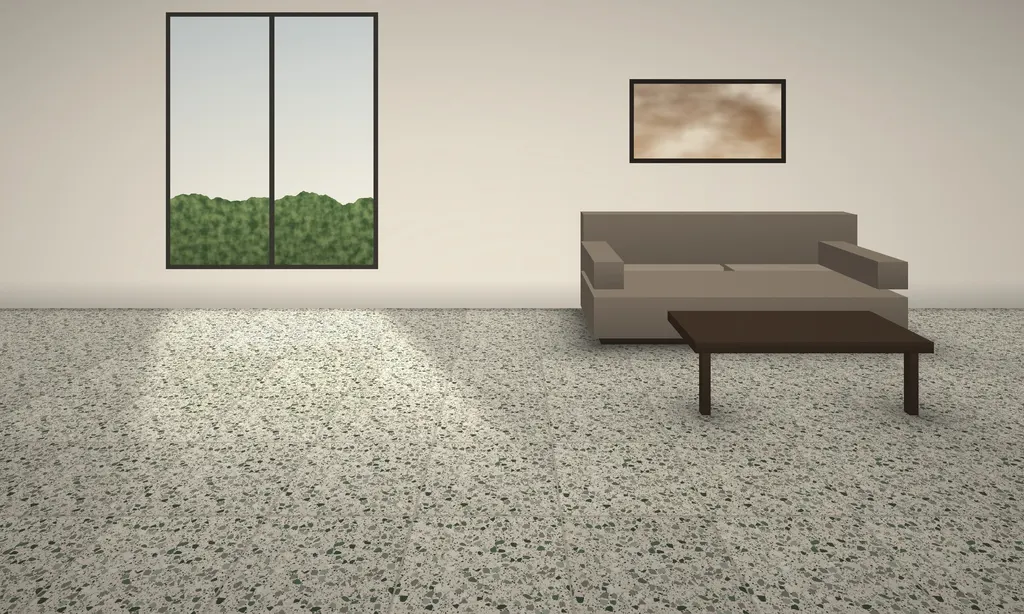 Venetian Sage Terrazzo in a living room (illustration)