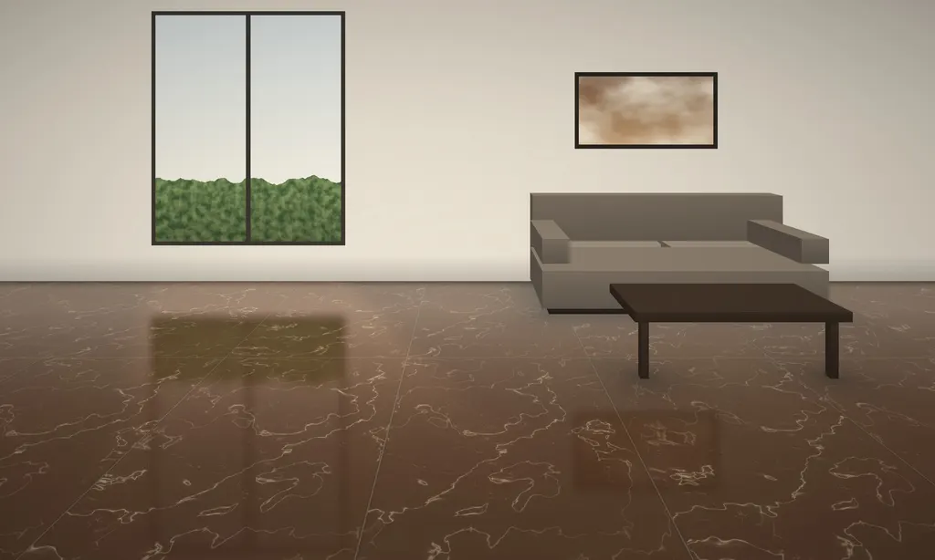 Emperador Dark in a living room (illustration)