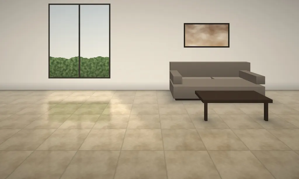 Sahara Beige in a living room (illustration)