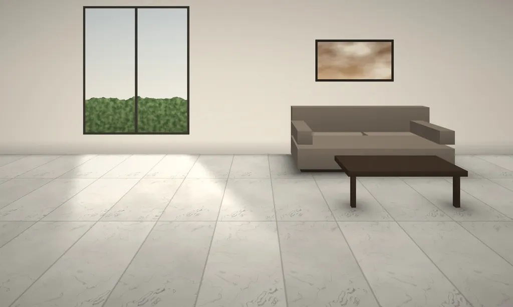 Carrara Matt in a living room (illustration)