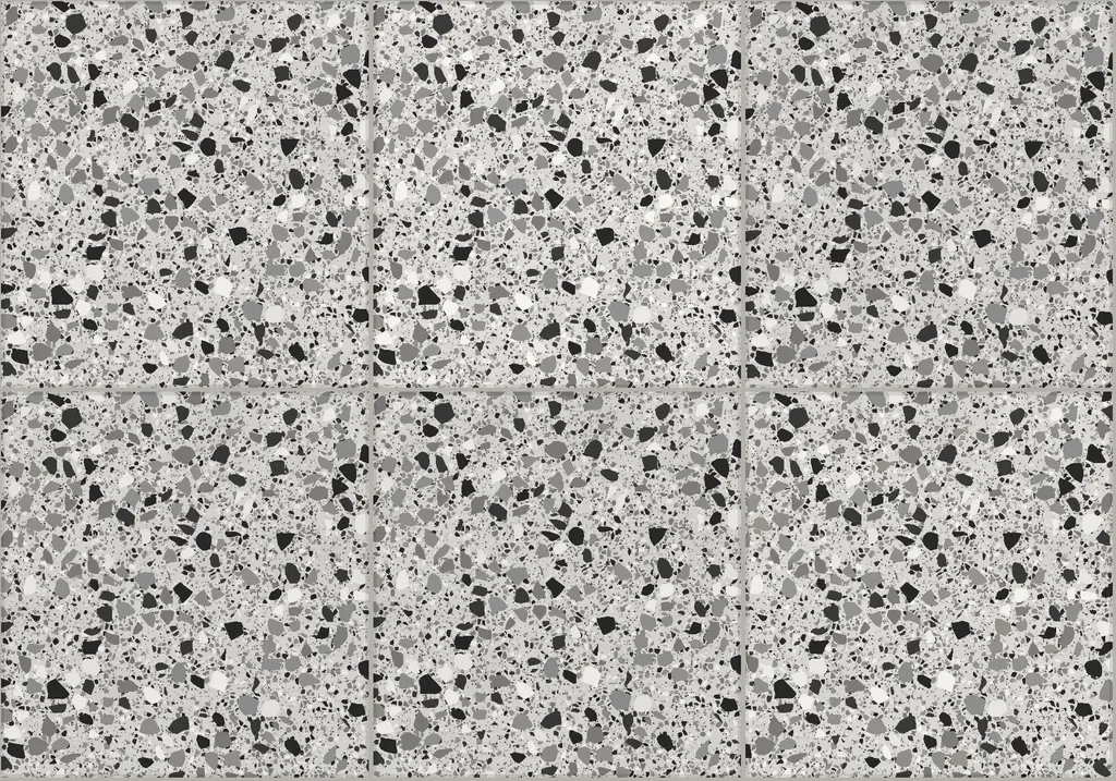 Classic Grey Terrazzo laid as a floor, showing the pattern across several pieces