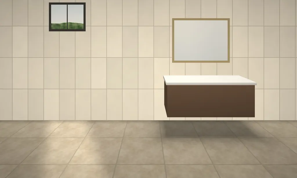Ivory Wall Satin in a bathroom (illustration)