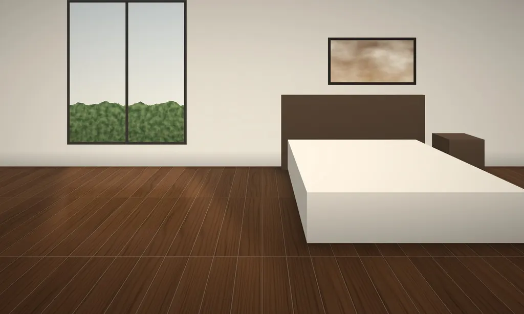 Walnut Plank in a bedroom (illustration)