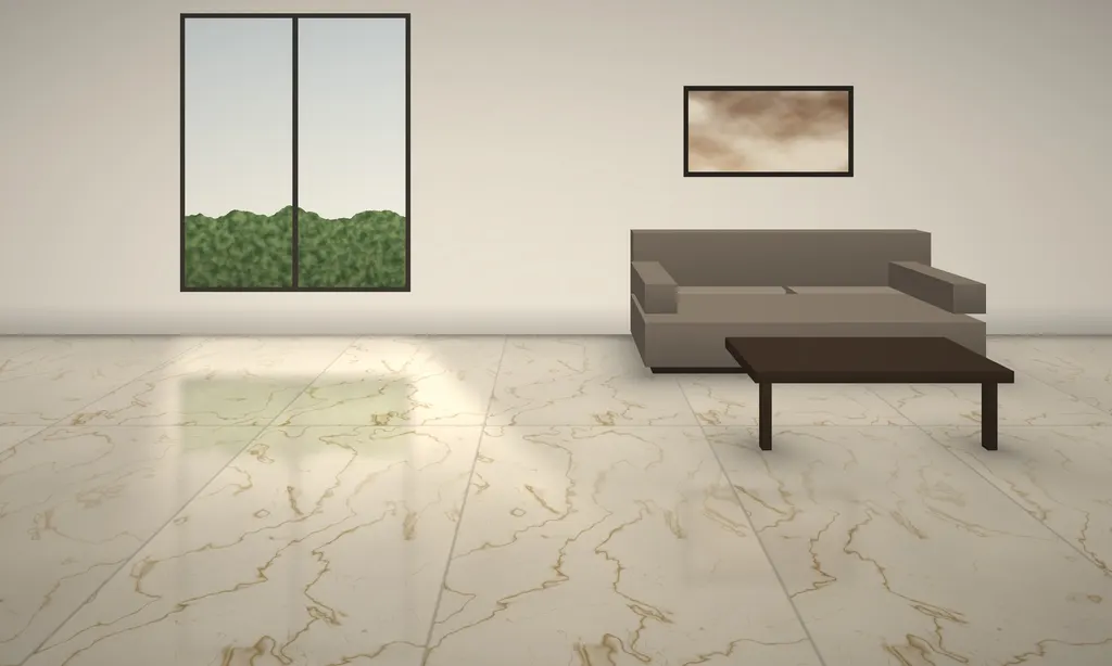 Calacatta Oro in a living room (illustration)